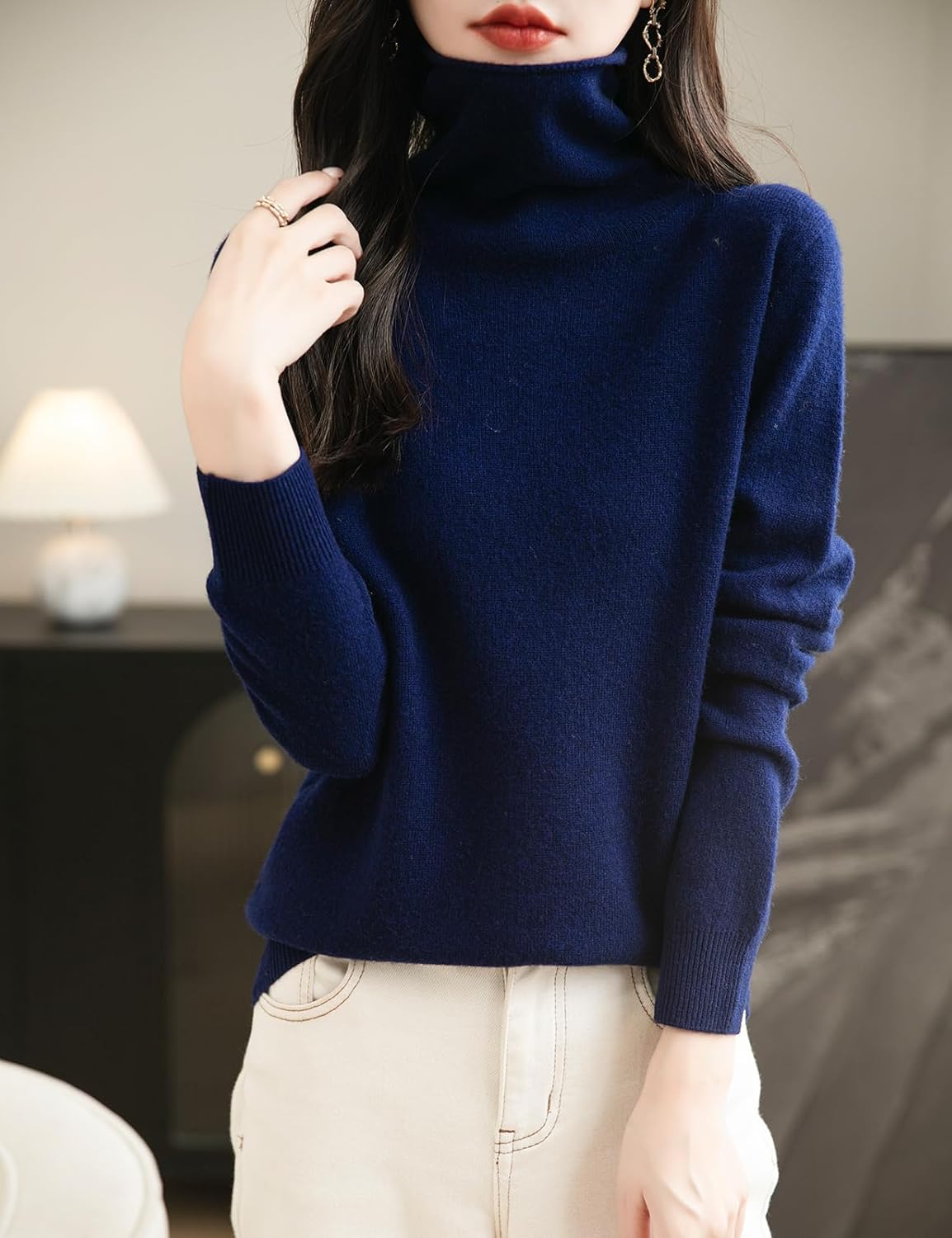 Chanyarn Women's 100% Merino Wool Seamless Sweater Turtleneck First-Line Ready to Wear Long Sleeve Knitted Pullover Tops