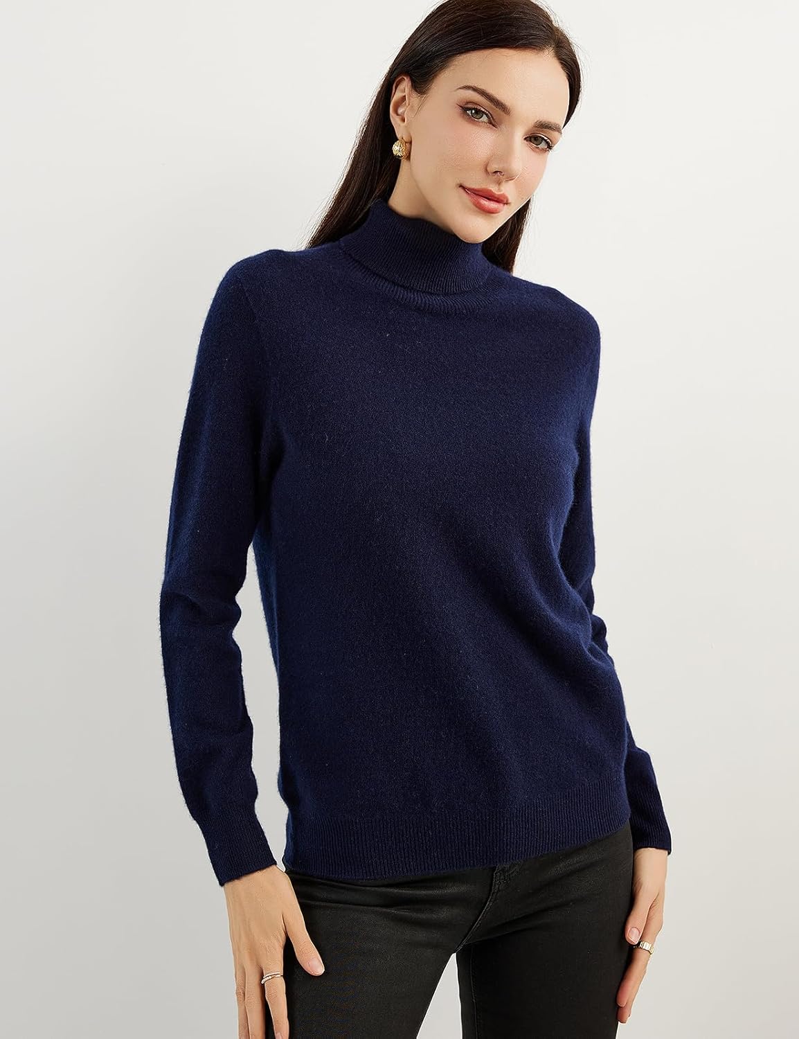 Women's 100% Pure Cashmere Sweater Turtleneck Long Sleeve Warm Soft 2025 Fall Winter Knit Pullover