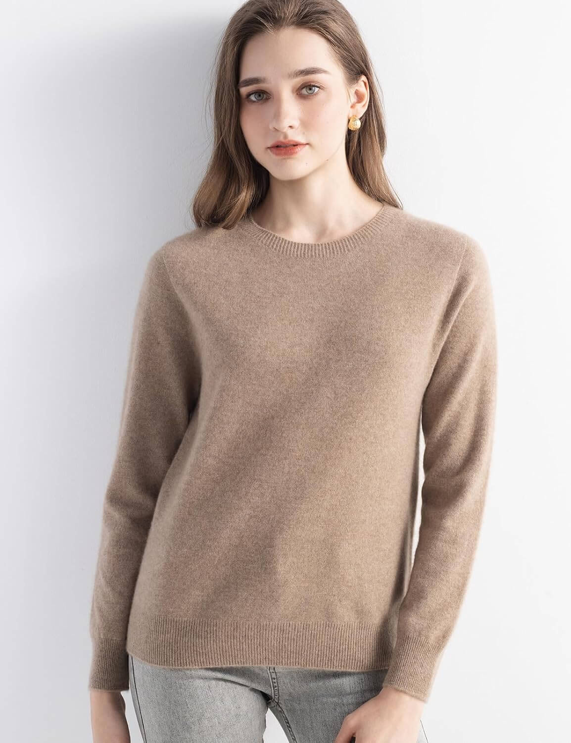 Women's 100% Pure Cashmere Sweater 2025 Fall Winter Crew Neck Long Sleeve Warm Soft Knitted Pullover