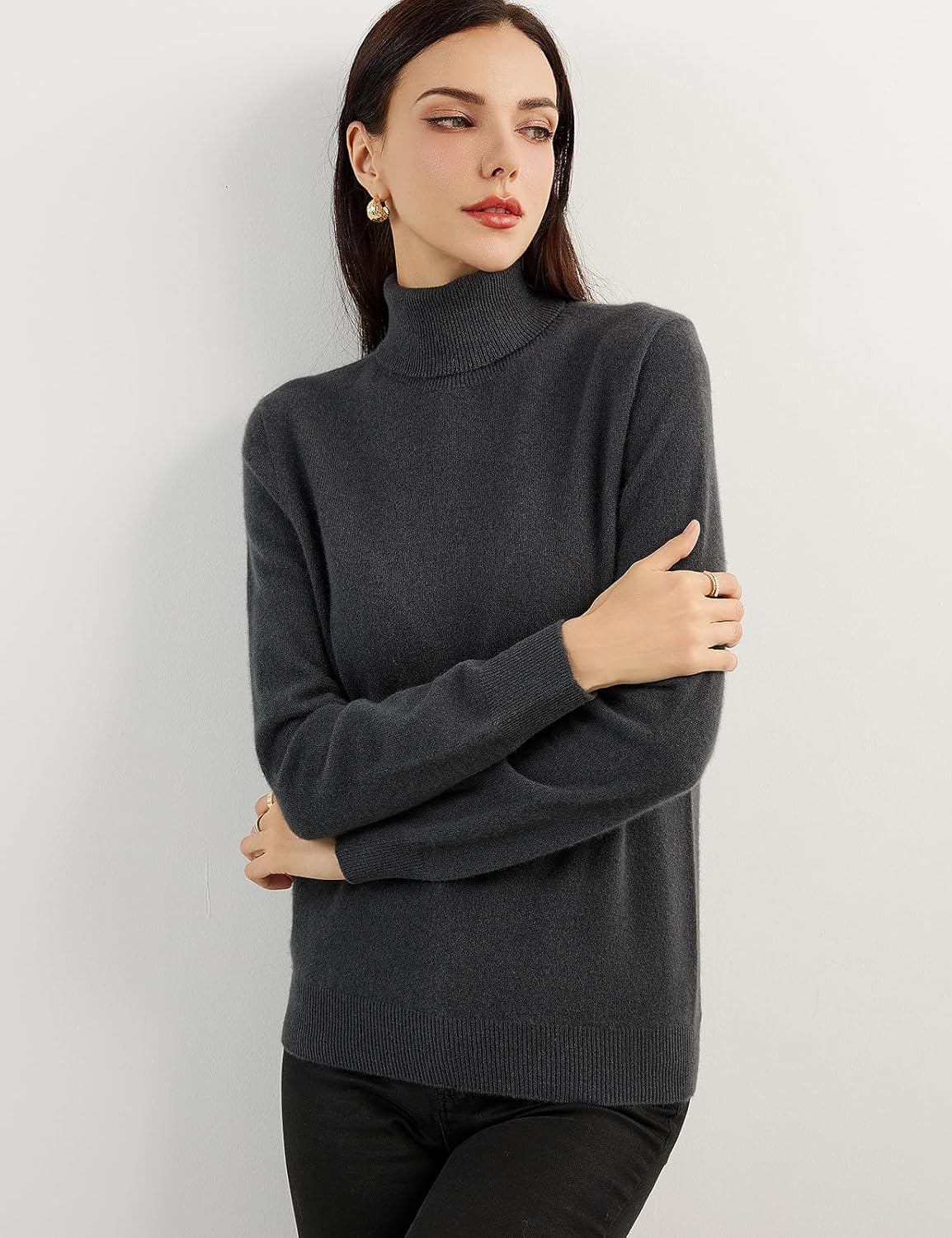 Women's 100% Pure Cashmere Sweater Turtleneck Long Sleeve Warm Soft 2025 Fall Winter Knit Pullover