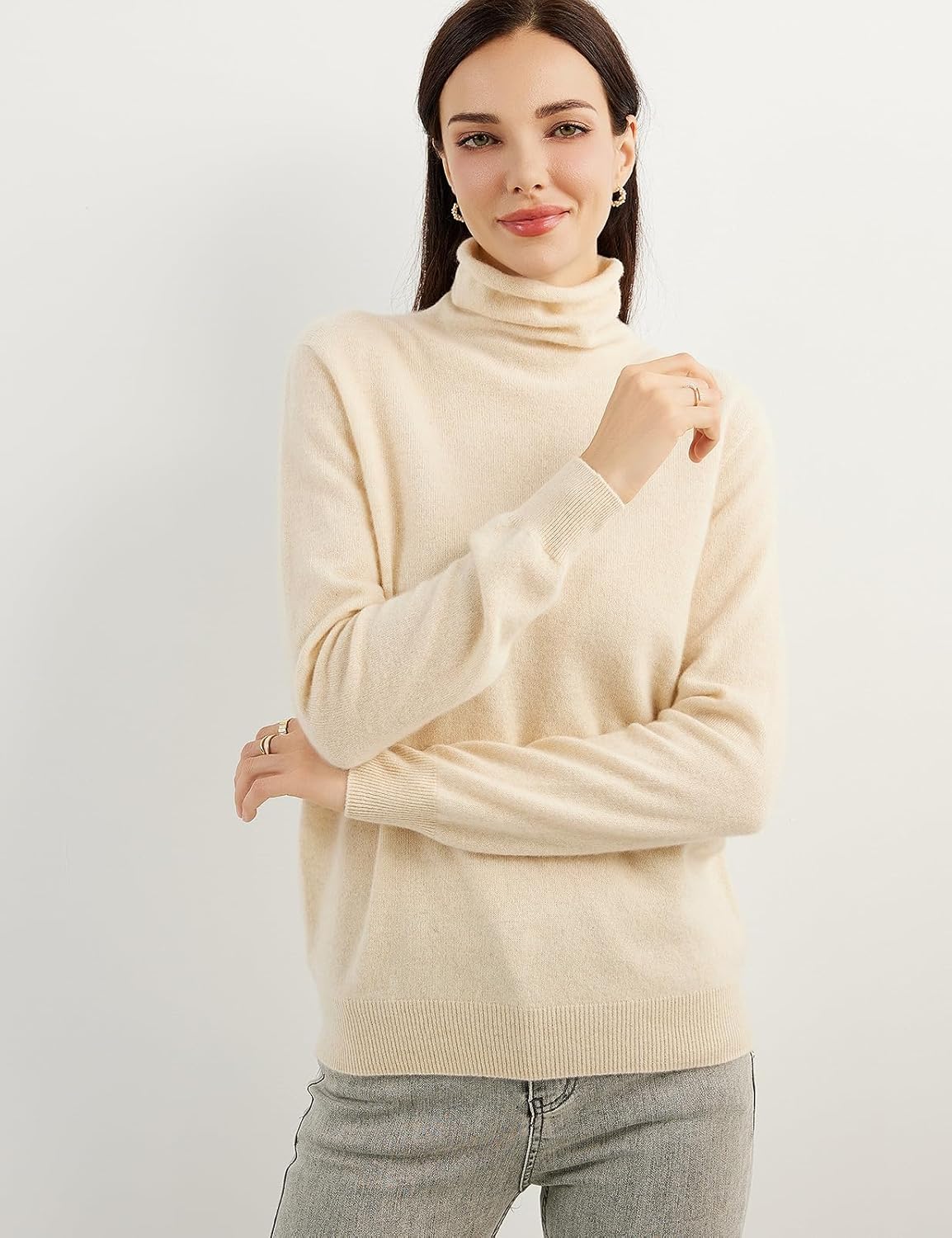 100% Pure Cashmere Women's Sweater Turtleneck Long Sleeve Warm Soft 2025 Fall Winter Knit Pullover