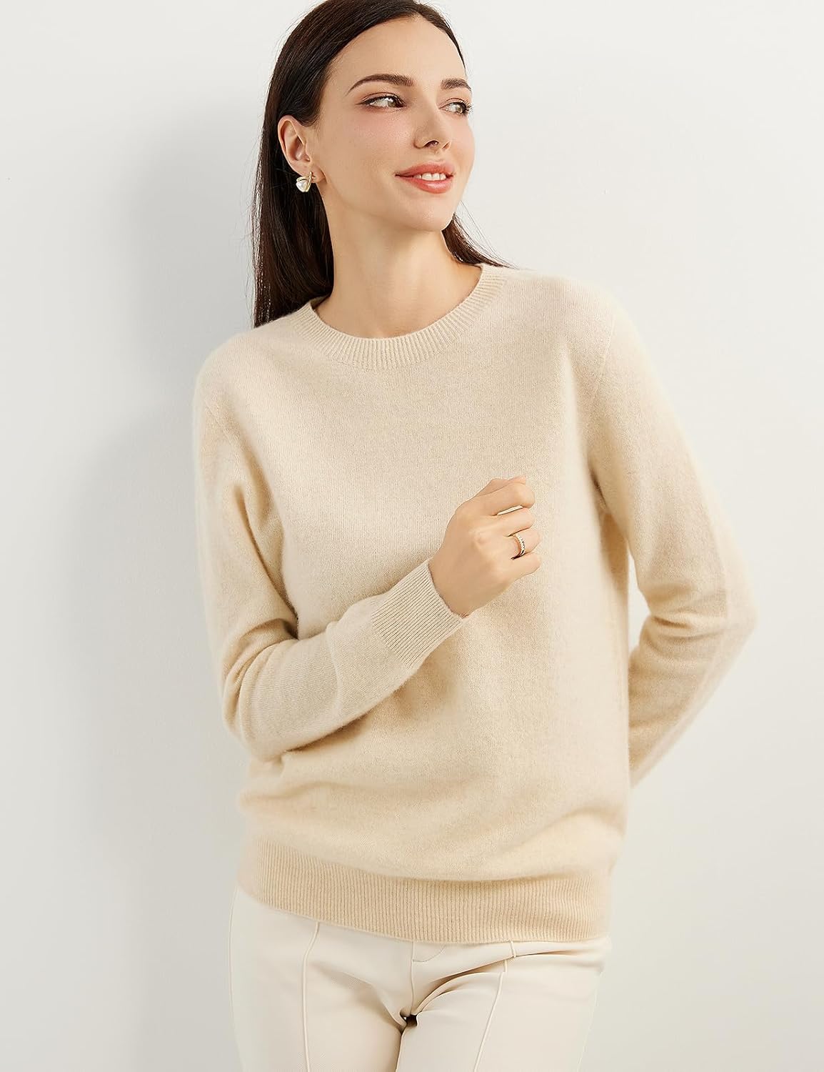 Women's 100% Pure Cashmere Sweater 2025 Fall Winter Crew Neck Long Sleeve Warm Soft Knitted Pullover