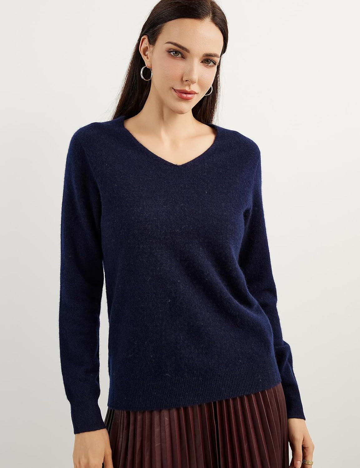 Chanyarn 100% Pure Cashmere Women's Sweater V-Neck Long Sleeve 2025 Fall Winter Warm Soft Knit Pullover