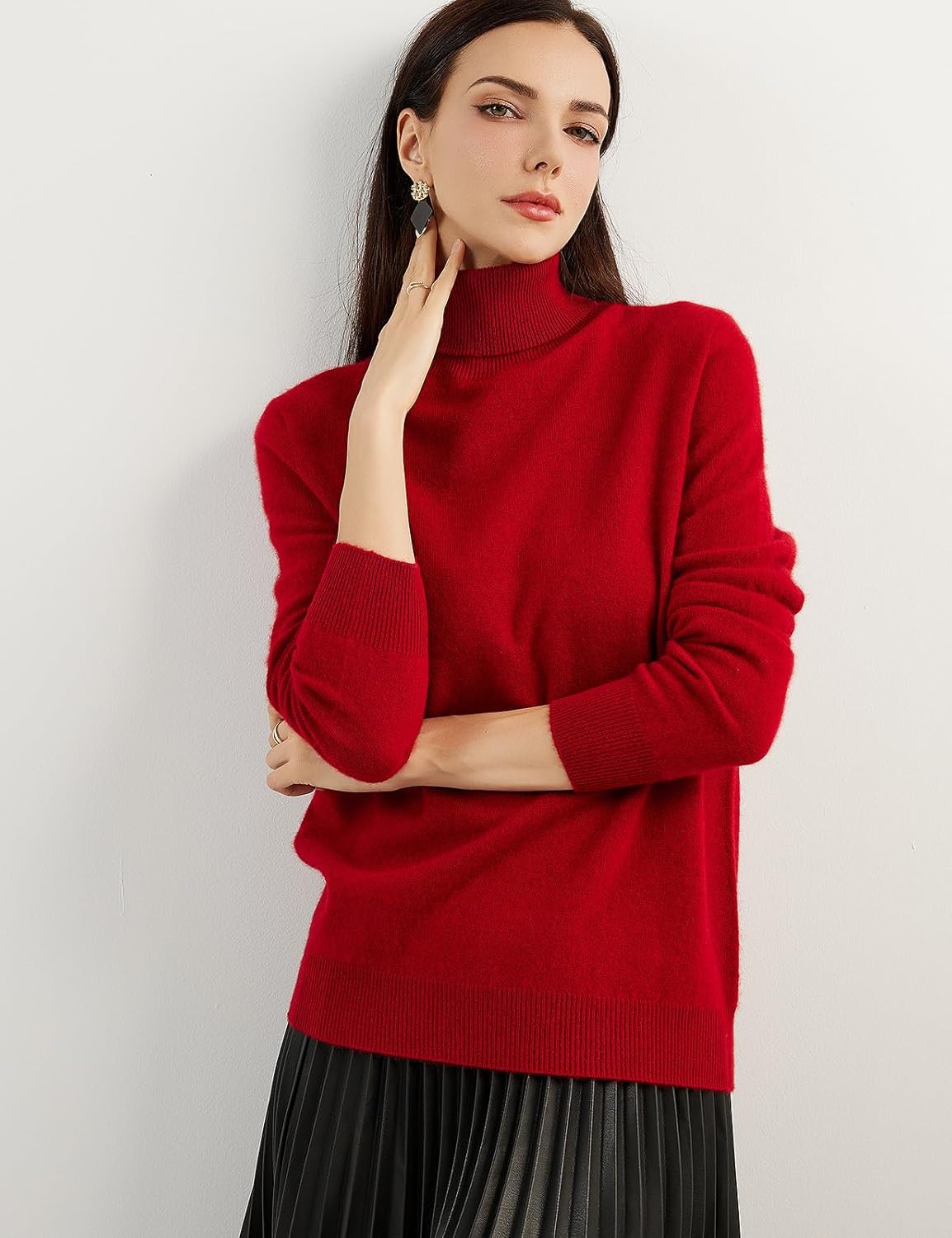 Women's 100% Pure Cashmere Sweater Turtleneck Long Sleeve Warm Soft 2025 Fall Winter Knit Pullover