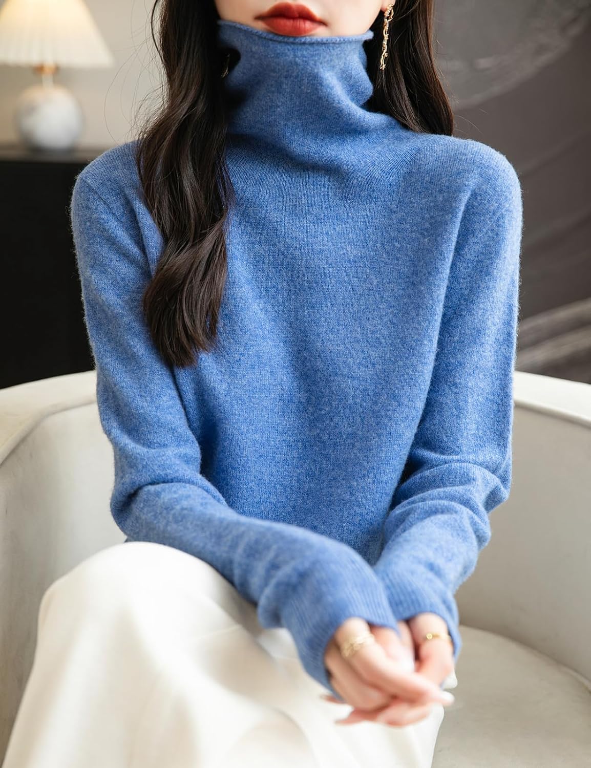 Chanyarn Women's 100% Merino Wool Seamless Sweater Turtleneck First-Line Ready to Wear Long Sleeve Knitted Pullover Tops