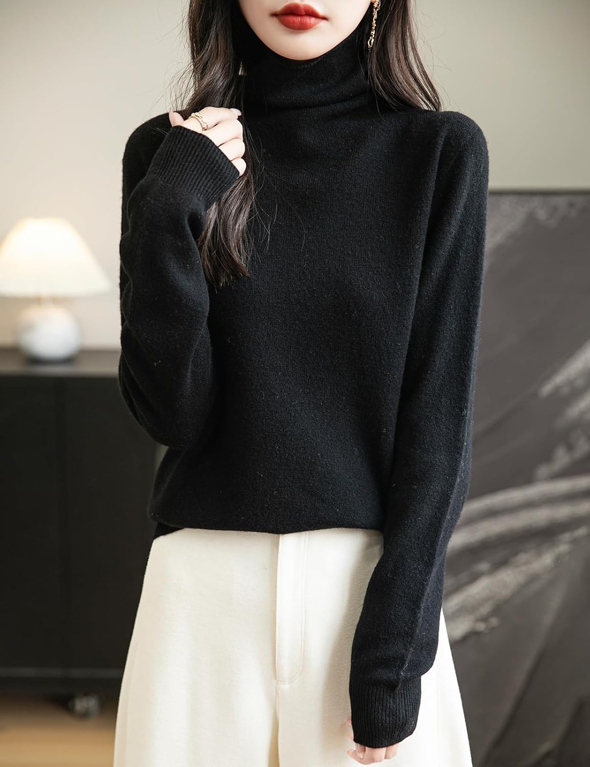 Chanyarn Women's 100% Merino Wool Seamless Sweater Turtleneck First-Line Ready to Wear Long Sleeve Knitted Pullover Tops