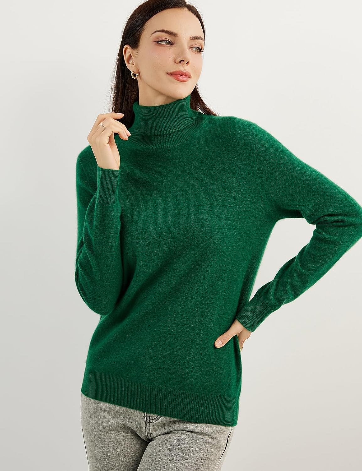 Women's 100% Pure Cashmere Sweater Turtleneck Long Sleeve Warm Soft 2025 Fall Winter Knit Pullover