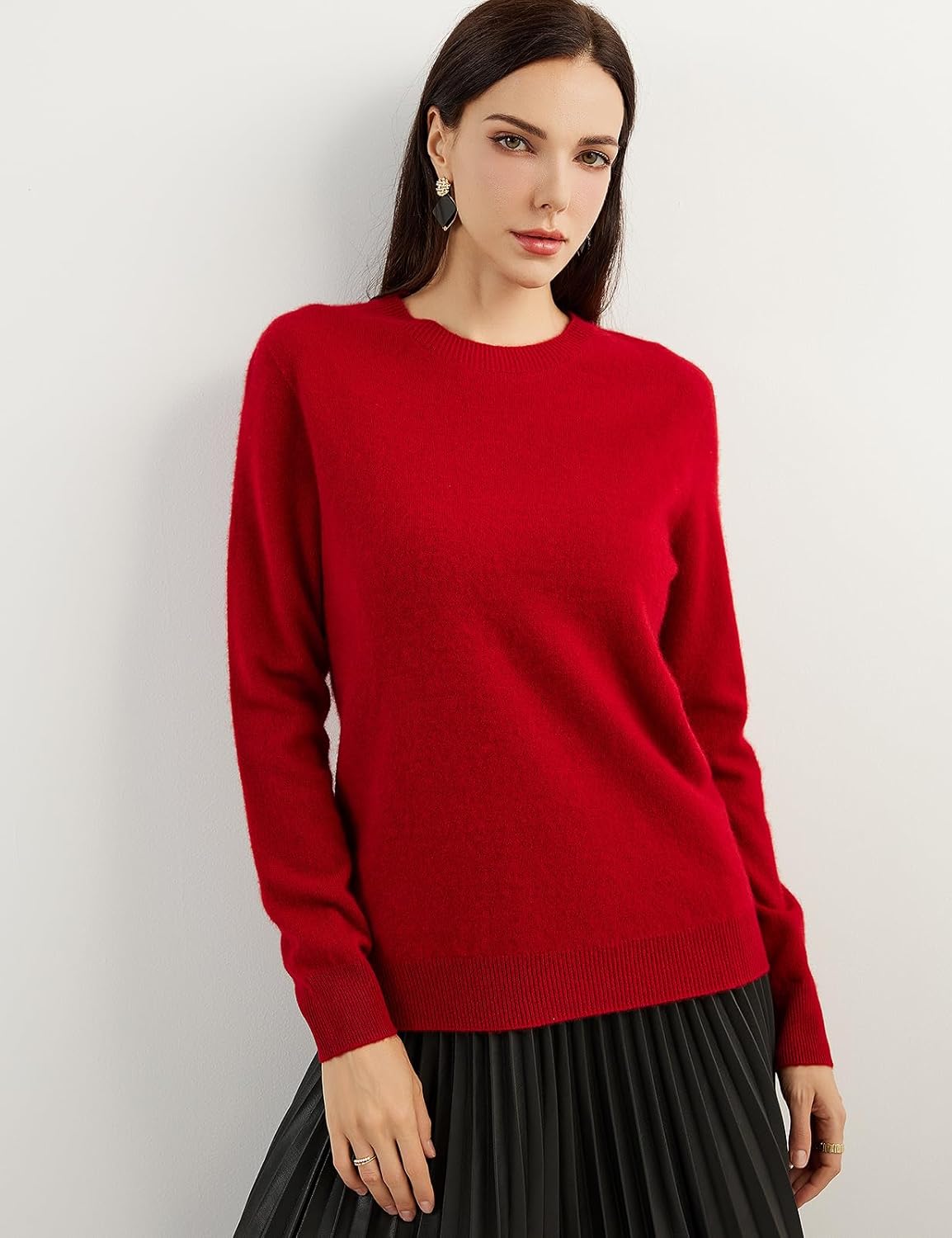 Women's 100% Pure Cashmere Sweater 2025 Fall Winter Crew Neck Long Sleeve Warm Soft Knitted Pullover
