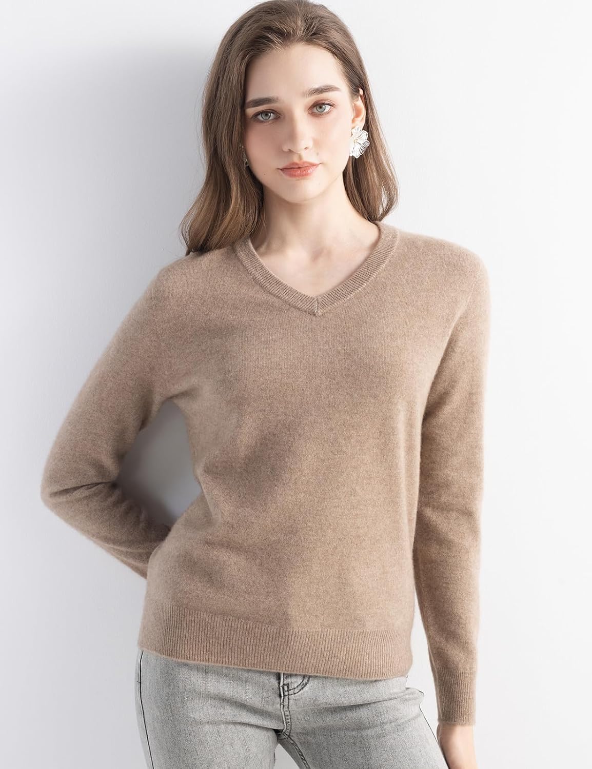 Chanyarn 100% Pure Cashmere Women's Sweater V-Neck Long Sleeve 2025 Fall Winter Warm Soft Knit Pullover