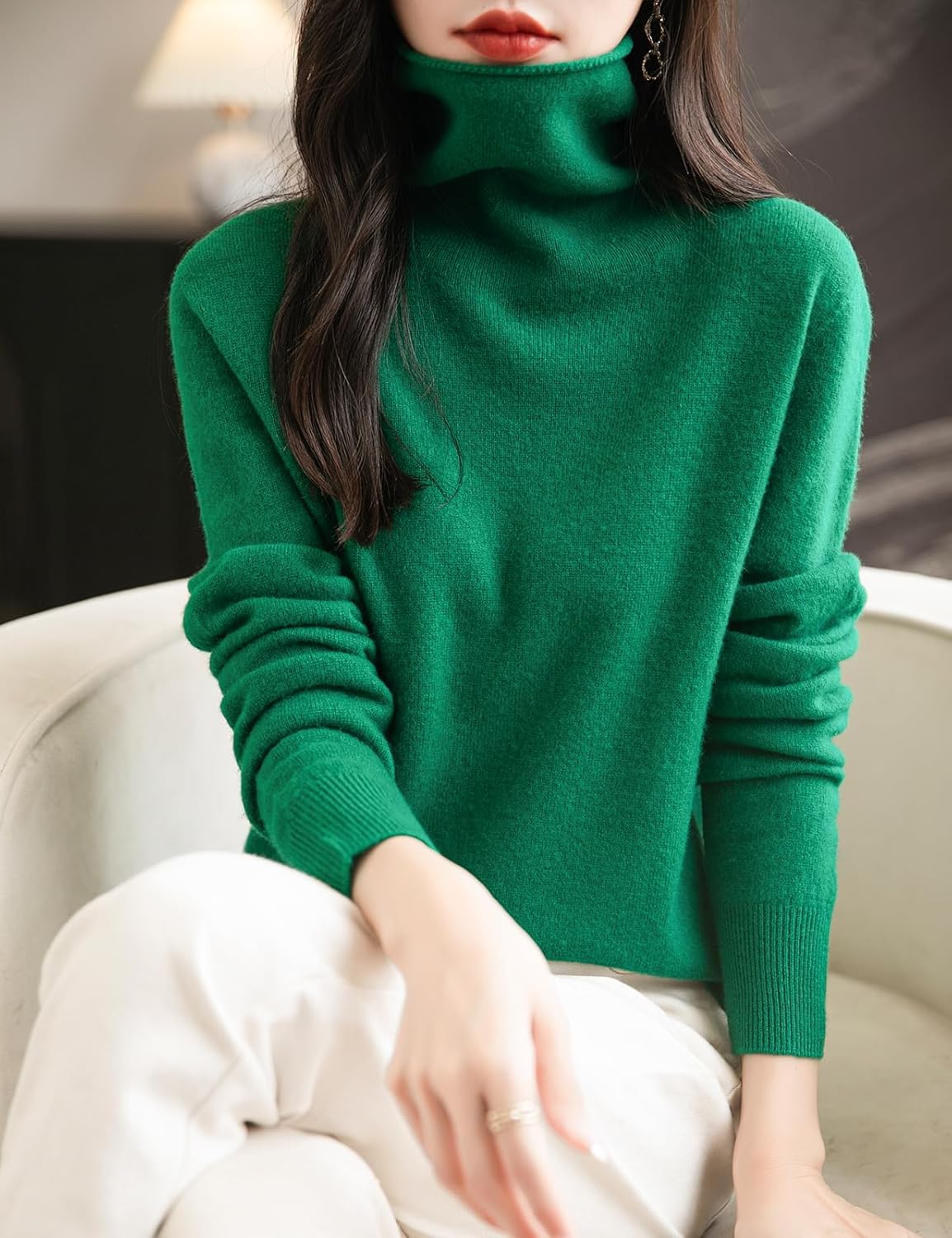 Chanyarn Women's 100% Merino Wool Seamless Sweater Turtleneck First-Line Ready to Wear Long Sleeve Knitted Pullover Tops