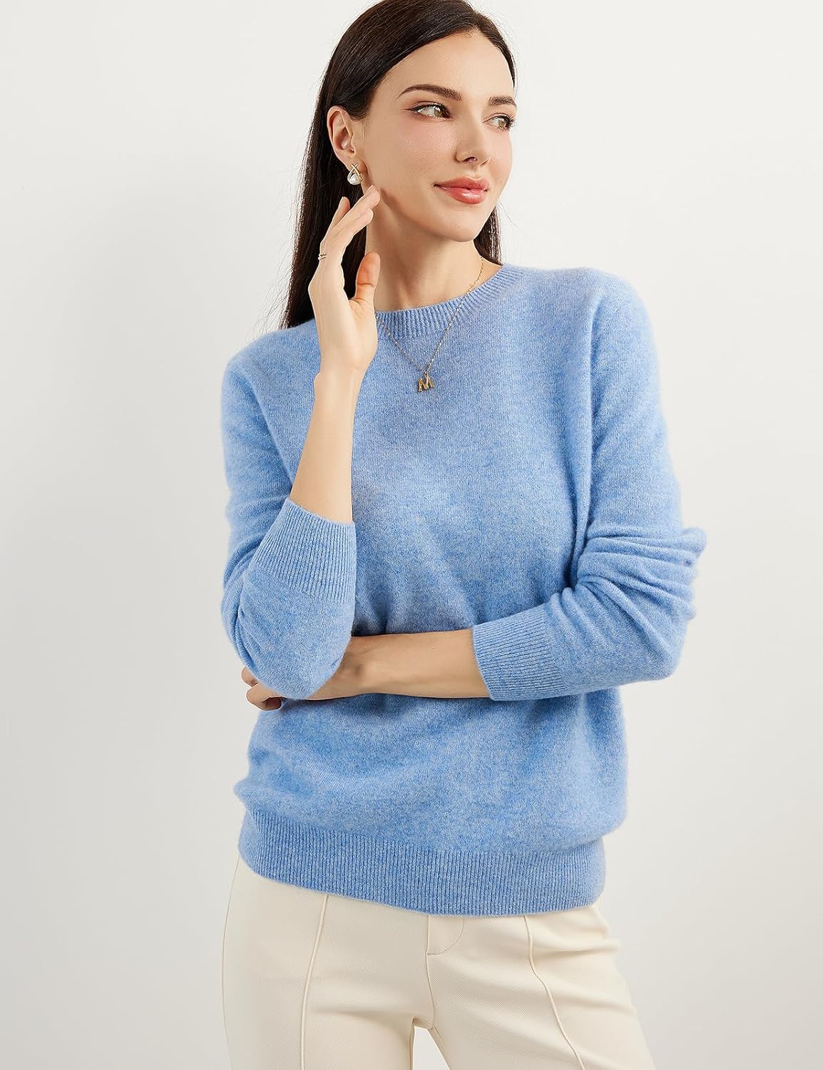 Women's 100% Pure Cashmere Sweater 2025 Fall Winter Crew Neck Long Sleeve Warm Soft Knitted Pullover
