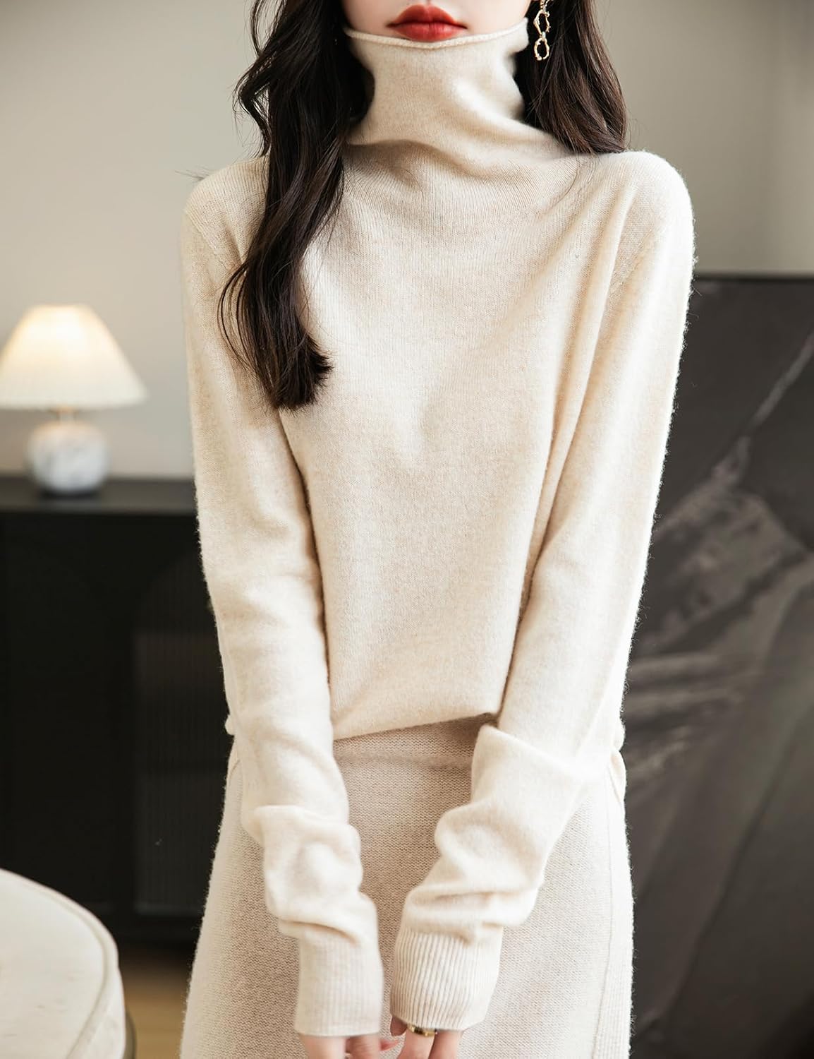 Chanyarn Women's 100% Merino Wool Seamless Sweater Turtleneck First-Line Ready to Wear Long Sleeve Knitted Pullover Tops