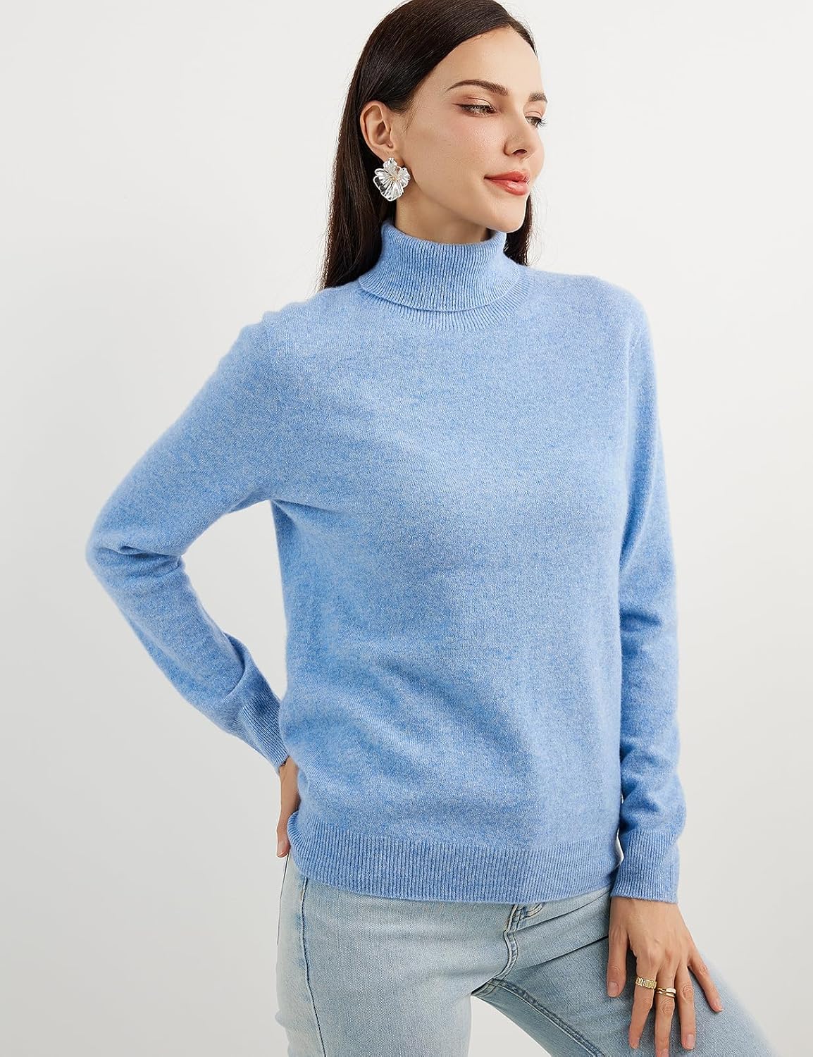 Women's 100% Pure Cashmere Sweater Turtleneck Long Sleeve Warm Soft 2025 Fall Winter Knit Pullover
