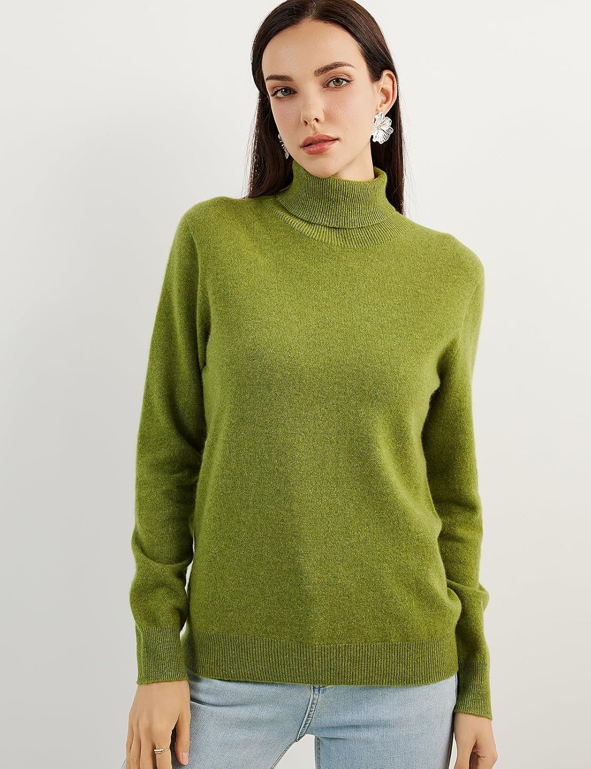 Women's 100% Pure Cashmere Sweater Turtleneck Long Sleeve Warm Soft 2025 Fall Winter Knit Pullover