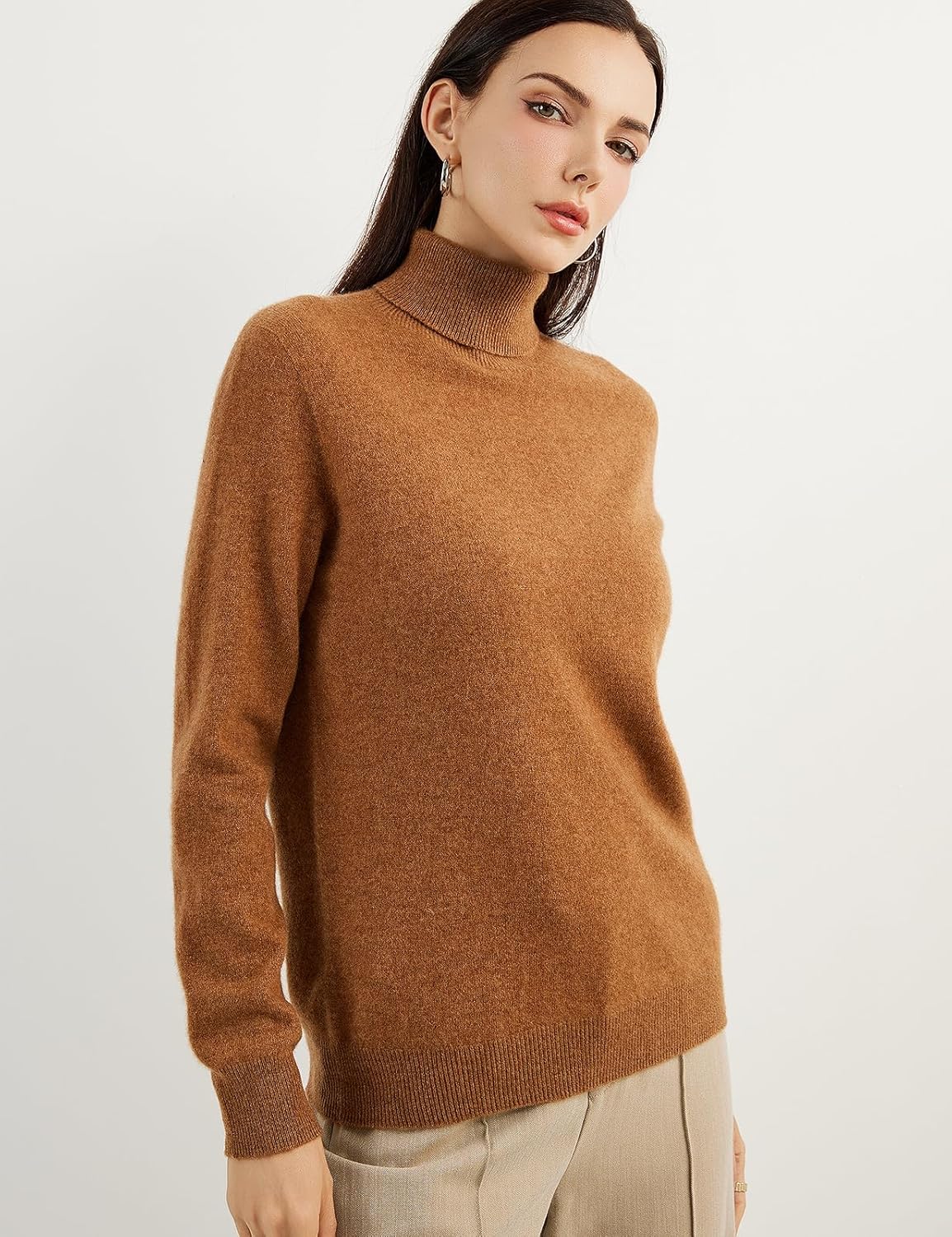 Women's 100% Pure Cashmere Sweater Turtleneck Long Sleeve Warm Soft 2025 Fall Winter Knit Pullover