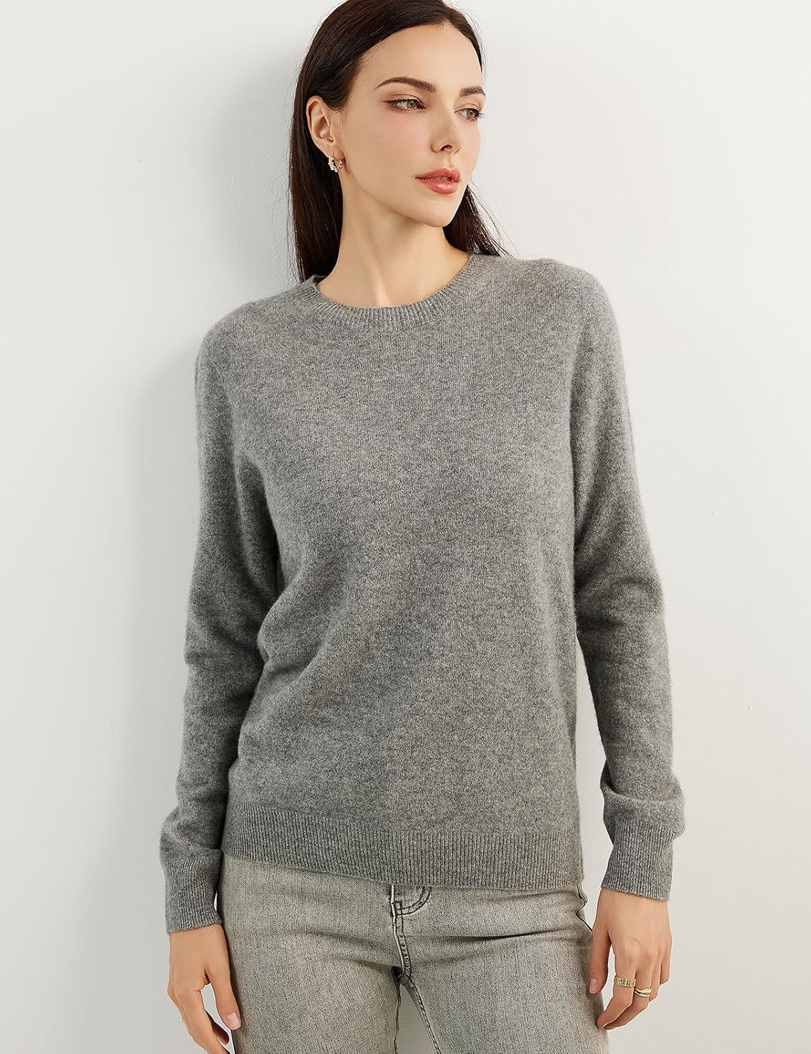 Women's 100% Pure Cashmere Sweater 2025 Fall Winter Crew Neck Long Sleeve Warm Soft Knitted Pullover