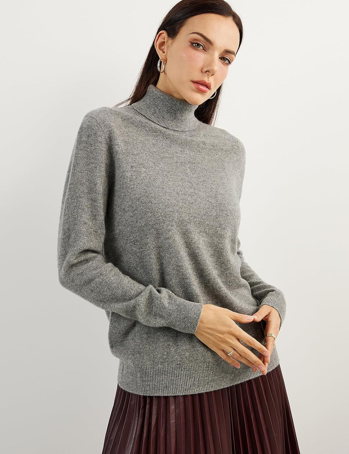 Women's 100% Pure Cashmere Sweater Turtleneck Long Sleeve Warm Soft 2025 Fall Winter Knit Pullover