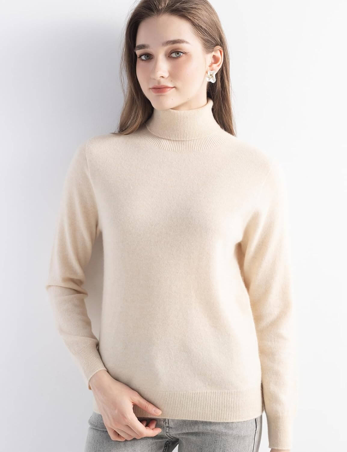 Women's 100% Pure Cashmere Sweater Turtleneck Long Sleeve Warm Soft 2025 Fall Winter Knit Pullover
