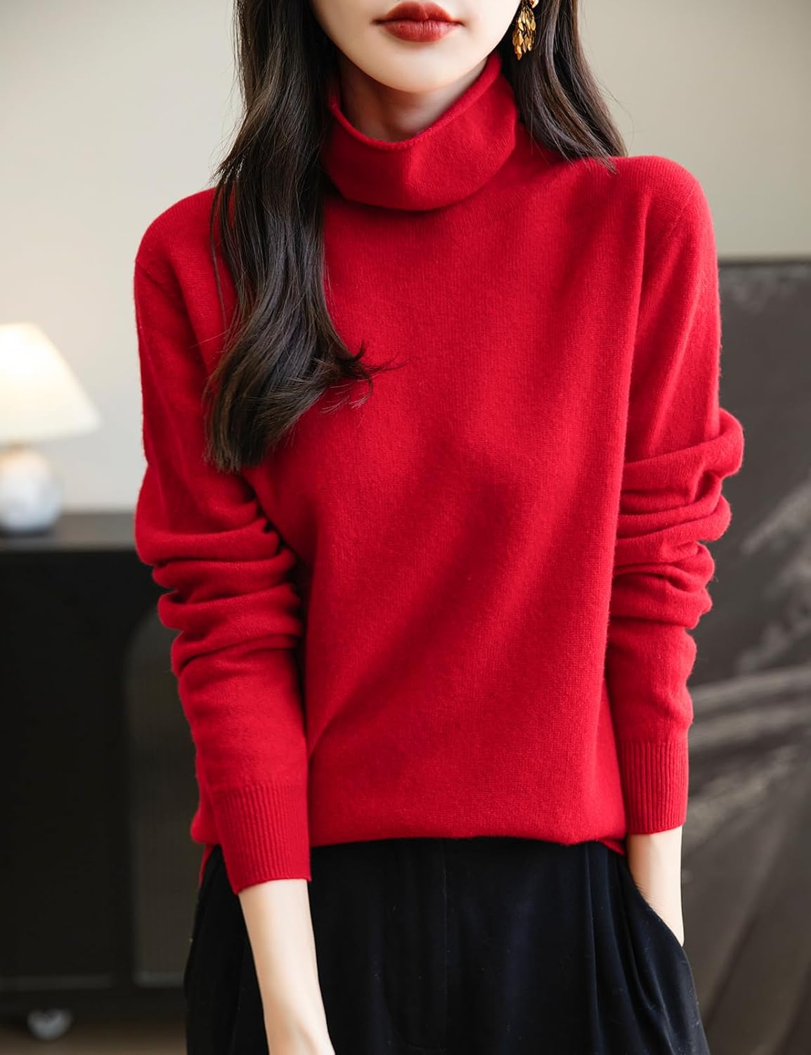 Chanyarn Women's 100% Merino Wool Seamless Sweater Turtleneck First-Line Ready to Wear Long Sleeve Knitted Pullover Tops
