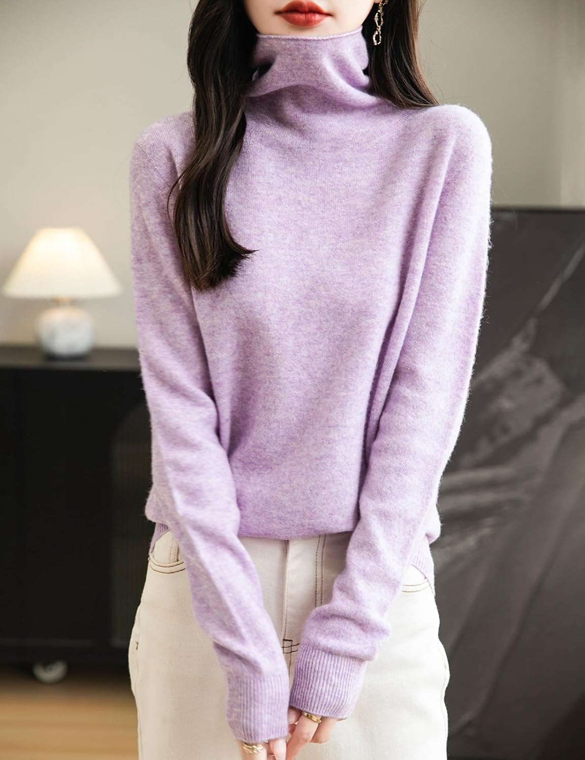 Chanyarn Women's 100% Merino Wool Seamless Sweater Turtleneck First-Line Ready to Wear Long Sleeve Knitted Pullover Tops