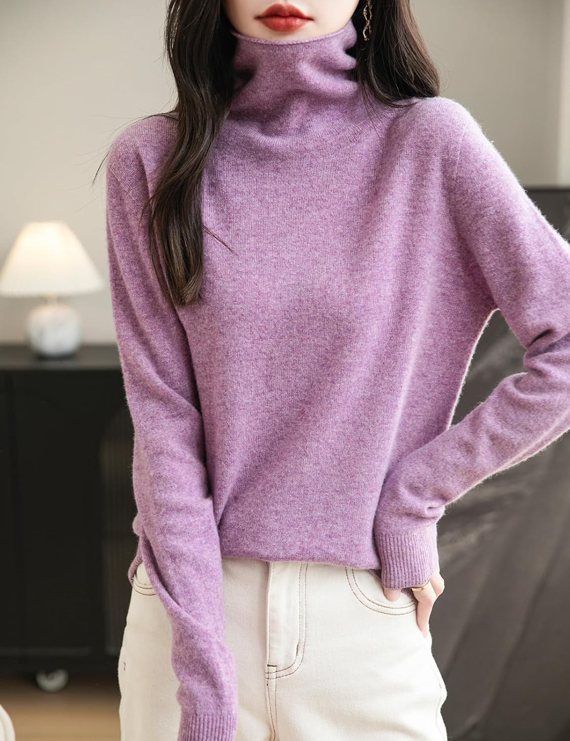 Chanyarn Women's 100% Merino Wool Seamless Sweater Turtleneck First-Line Ready to Wear Long Sleeve Knitted Pullover Tops