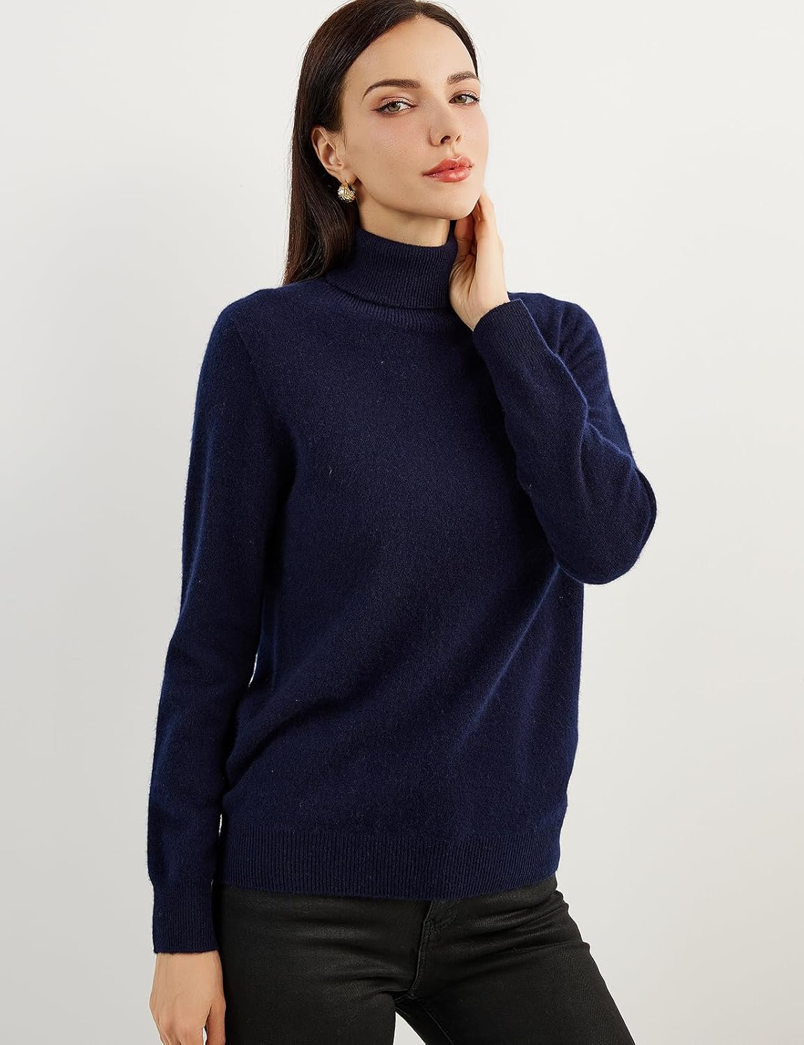 Women's 100% Pure Cashmere Sweater Turtleneck Long Sleeve Warm Soft 2025 Fall Winter Knit Pullover