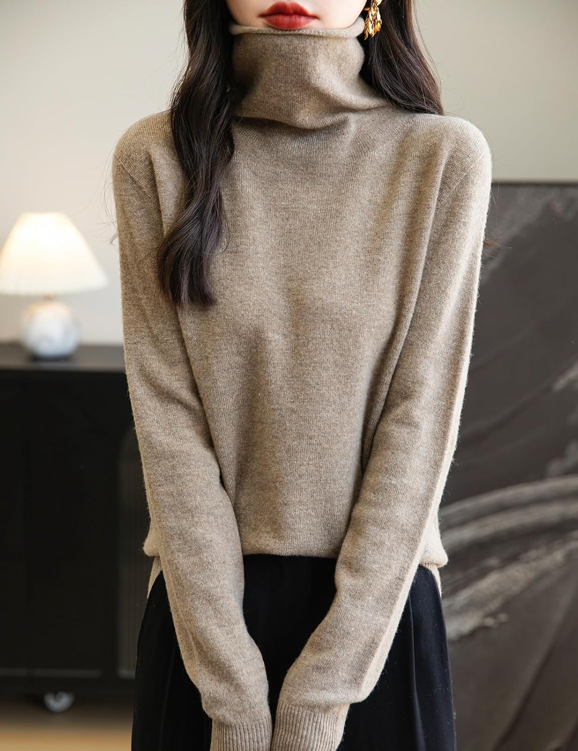Chanyarn Women's 100% Merino Wool Seamless Sweater Turtleneck First-Line Ready to Wear Long Sleeve Knitted Pullover Tops