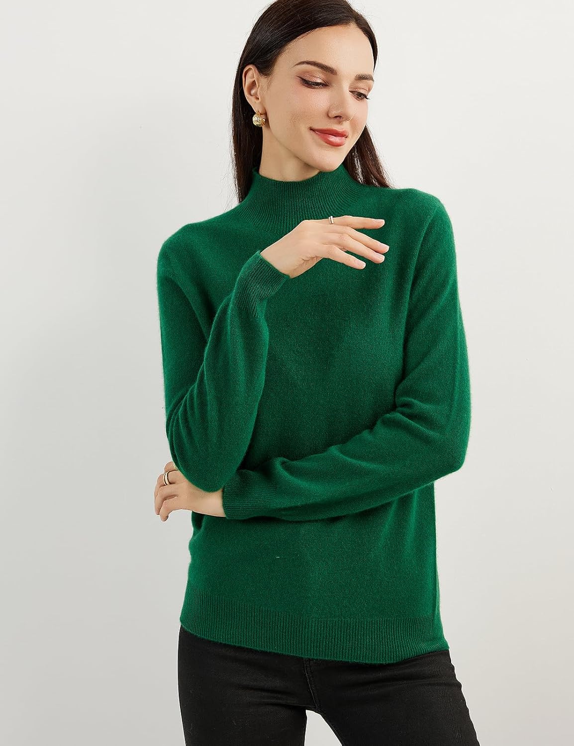 100% Pure Cashmere Women's Sweater Mock Neck Long Sleeve Warm Soft 2025 Fall Winter Knit Pullover