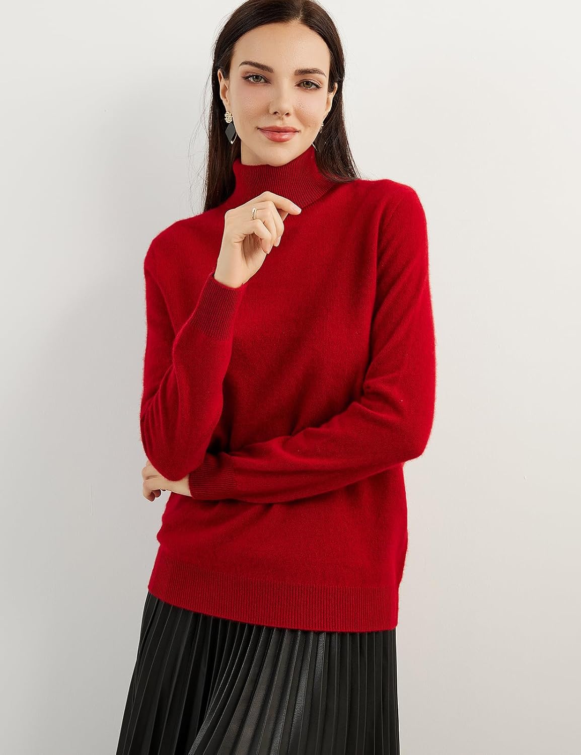 Women's 100% Pure Cashmere Sweater Turtleneck Long Sleeve Warm Soft 2025 Fall Winter Knit Pullover