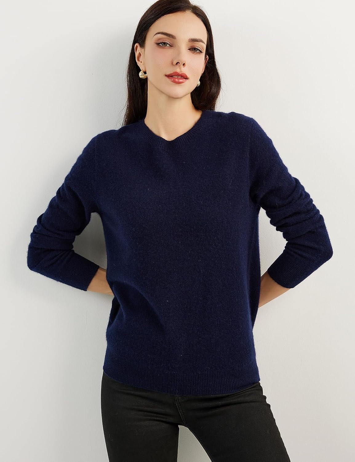 Women's 100% Pure Cashmere Sweater 2025 Fall Winter Crew Neck Long Sleeve Warm Soft Knitted Pullover