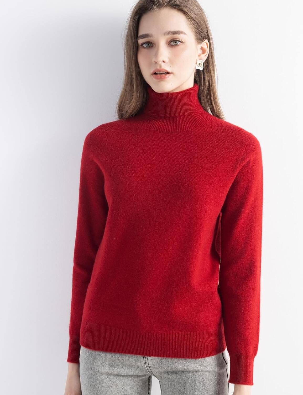 Women's 100% Pure Cashmere Sweater Turtleneck Long Sleeve Warm Soft 2025 Fall Winter Knit Pullover