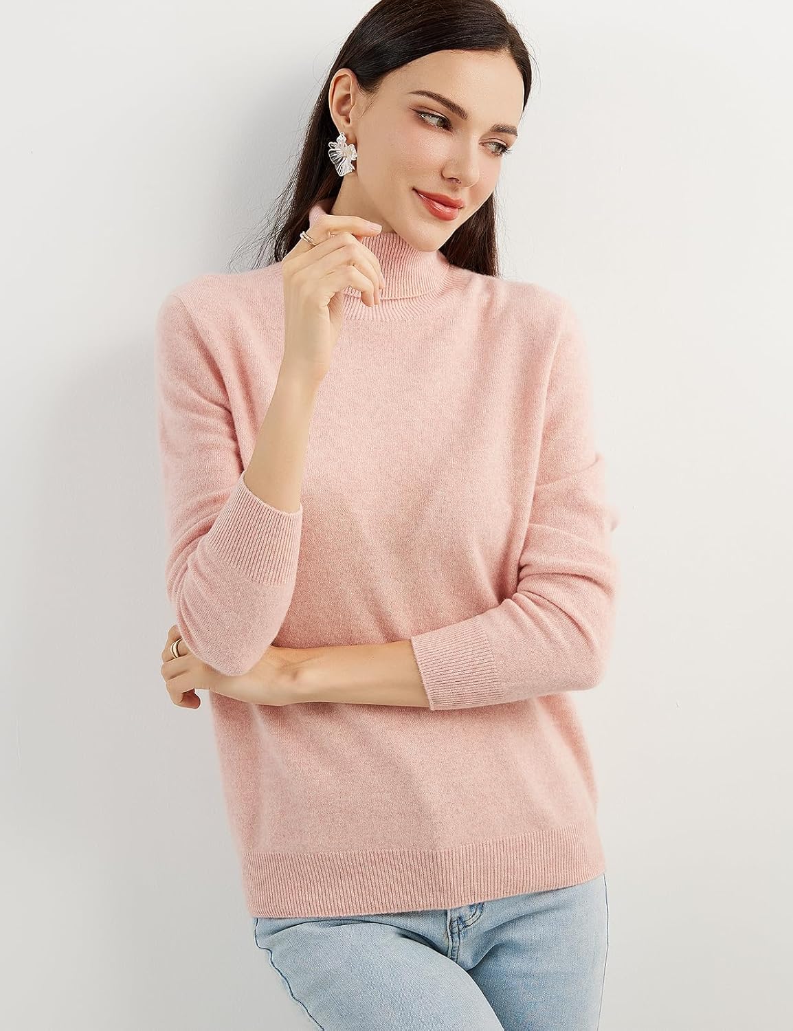 Women's 100% Pure Cashmere Sweater Turtleneck Long Sleeve Warm Soft 2025 Fall Winter Knit Pullover