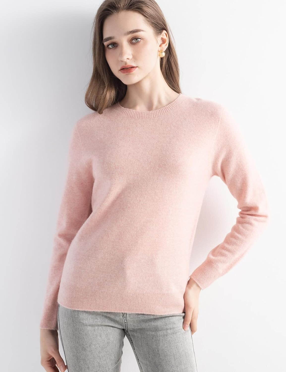 Women's 100% Pure Cashmere Sweater 2025 Fall Winter Crew Neck Long Sleeve Warm Soft Knitted Pullover