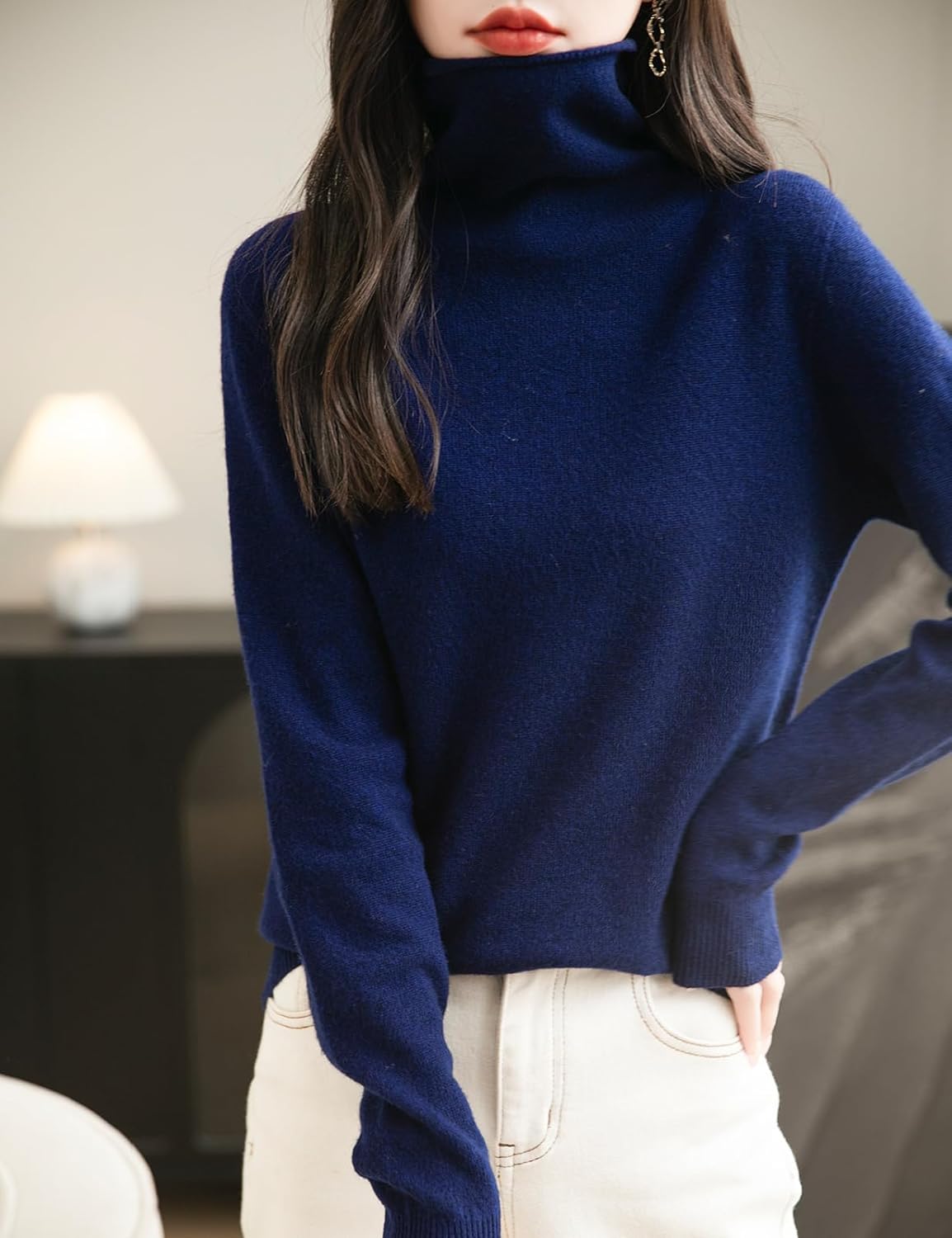 Chanyarn Women's 100% Merino Wool Seamless Sweater Turtleneck First-Line Ready to Wear Long Sleeve Knitted Pullover Tops