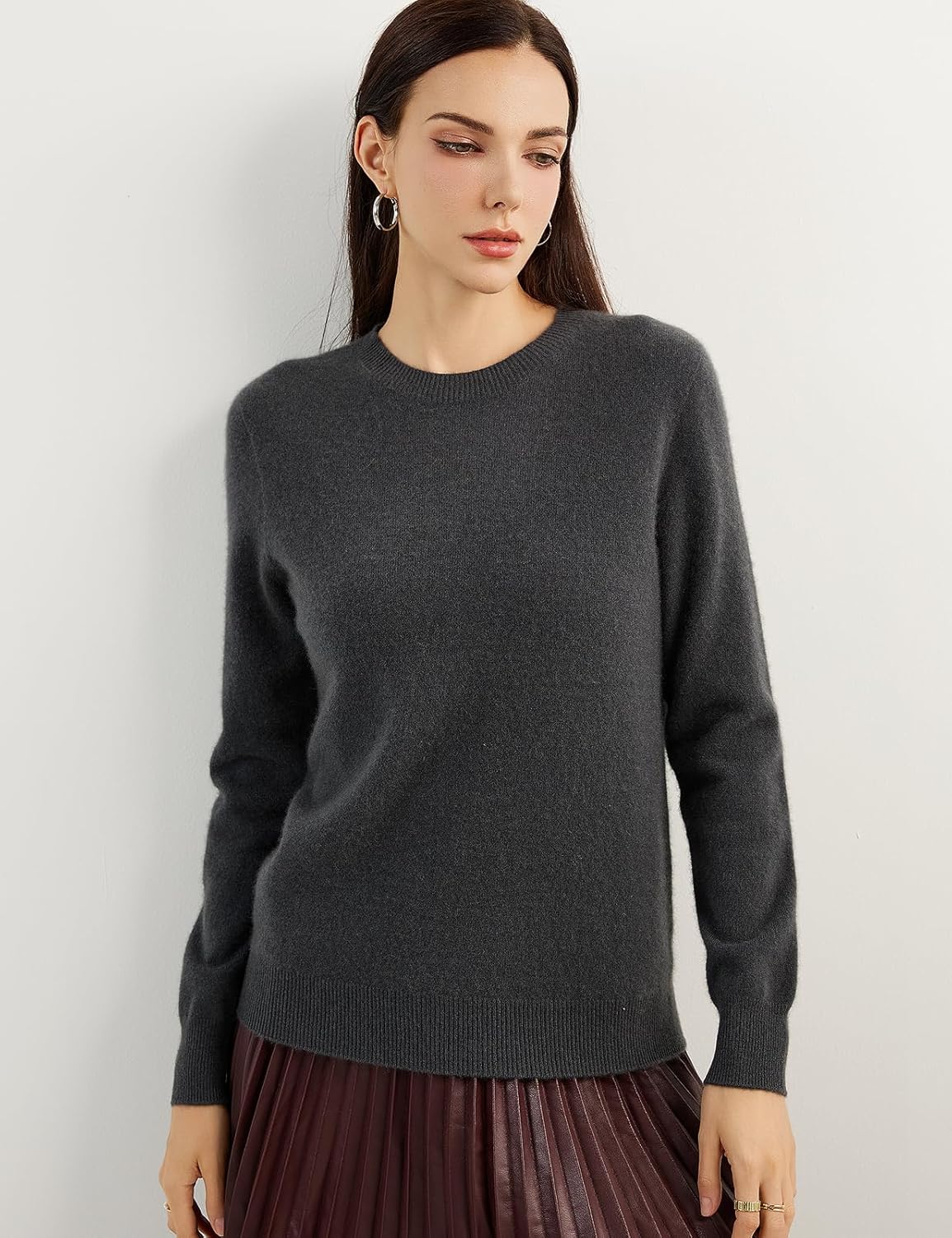 Women's 100% Pure Cashmere Sweater 2025 Fall Winter Crew Neck Long Sleeve Warm Soft Knitted Pullover
