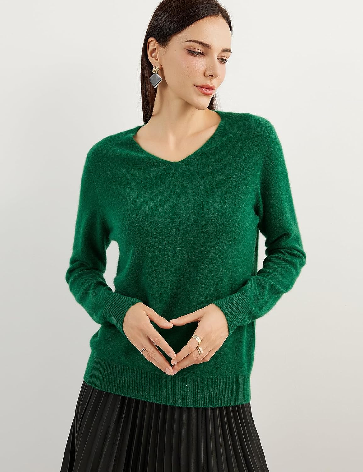 Chanyarn 100% Pure Cashmere Women's Sweater V-Neck Long Sleeve 2025 Fall Winter Warm Soft Knit Pullover