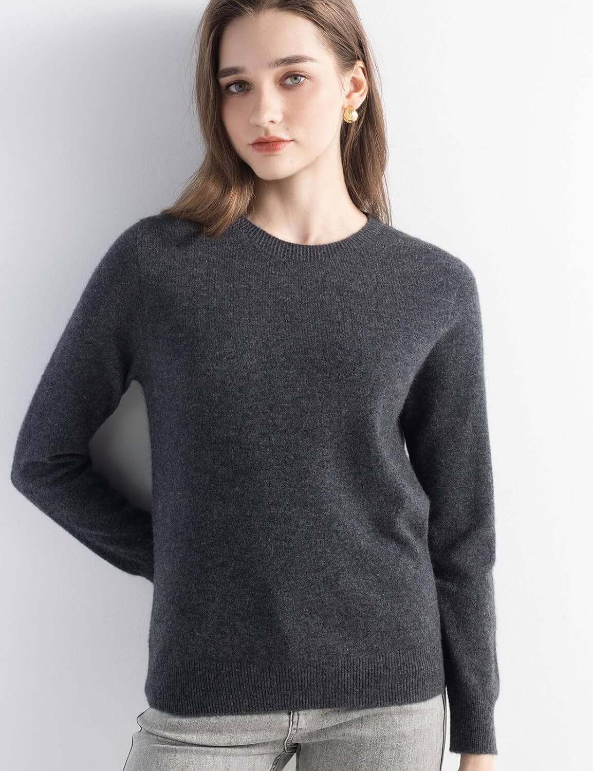 Women's 100% Pure Cashmere Sweater 2025 Fall Winter Crew Neck Long Sleeve Warm Soft Knitted Pullover