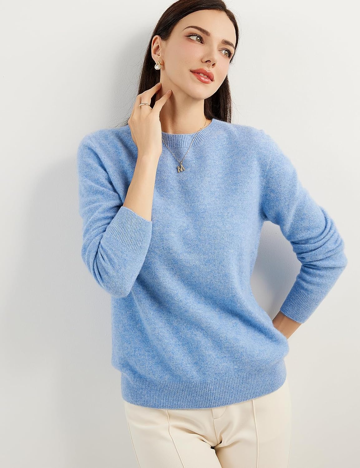 Women's 100% Pure Cashmere Sweater 2025 Fall Winter Crew Neck Long Sleeve Warm Soft Knitted Pullover