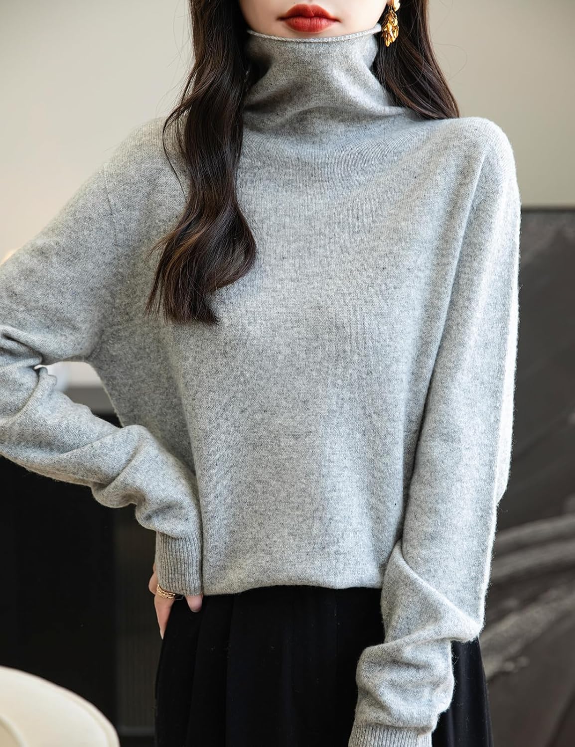 Chanyarn Women's 100% Merino Wool Seamless Sweater Turtleneck First-Line Ready to Wear Long Sleeve Knitted Pullover Tops