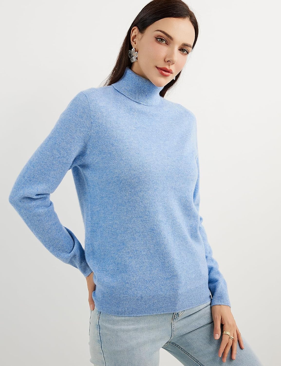 Women's 100% Pure Cashmere Sweater Turtleneck Long Sleeve Warm Soft 2025 Fall Winter Knit Pullover
