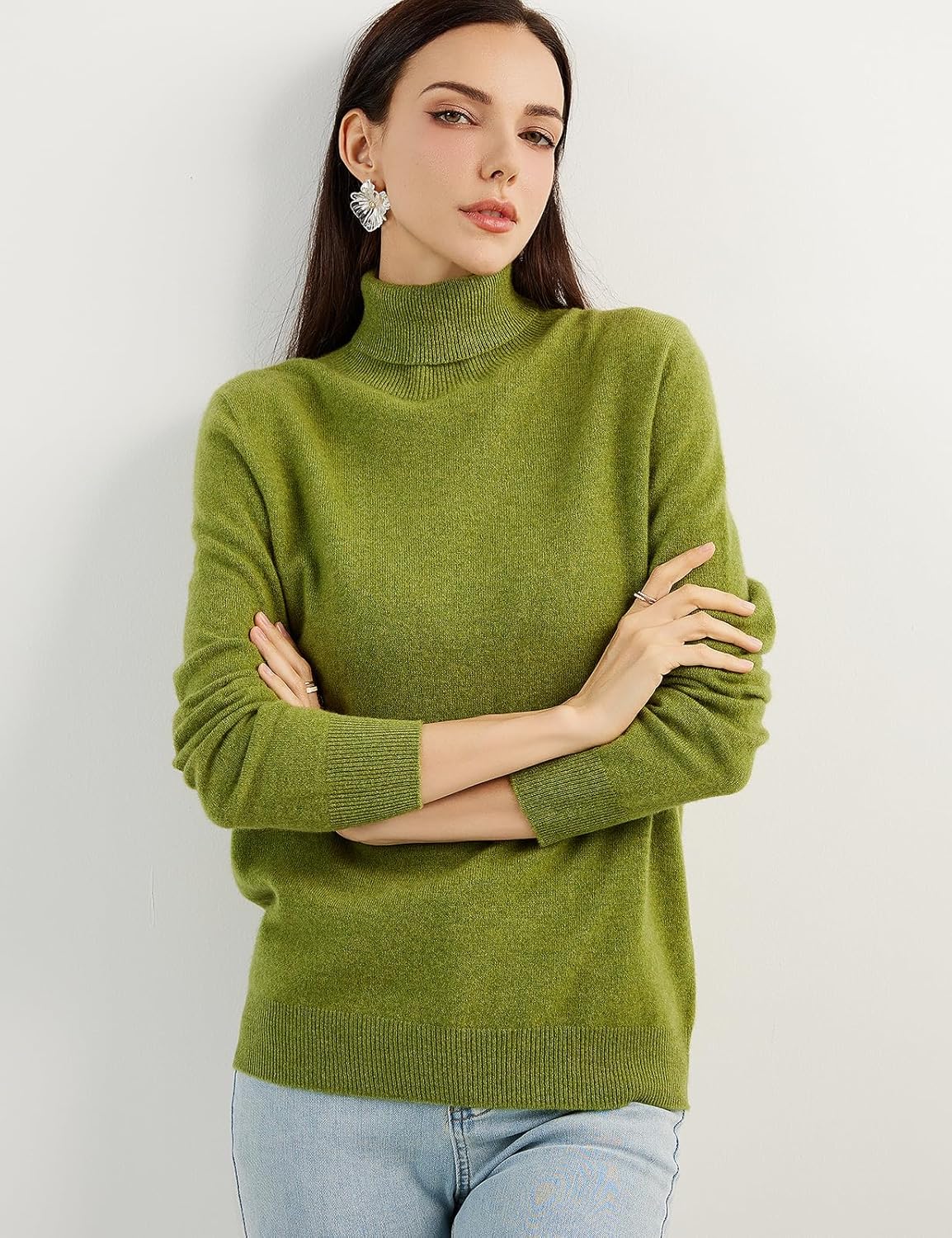 Women's 100% Pure Cashmere Sweater Turtleneck Long Sleeve Warm Soft 2025 Fall Winter Knit Pullover