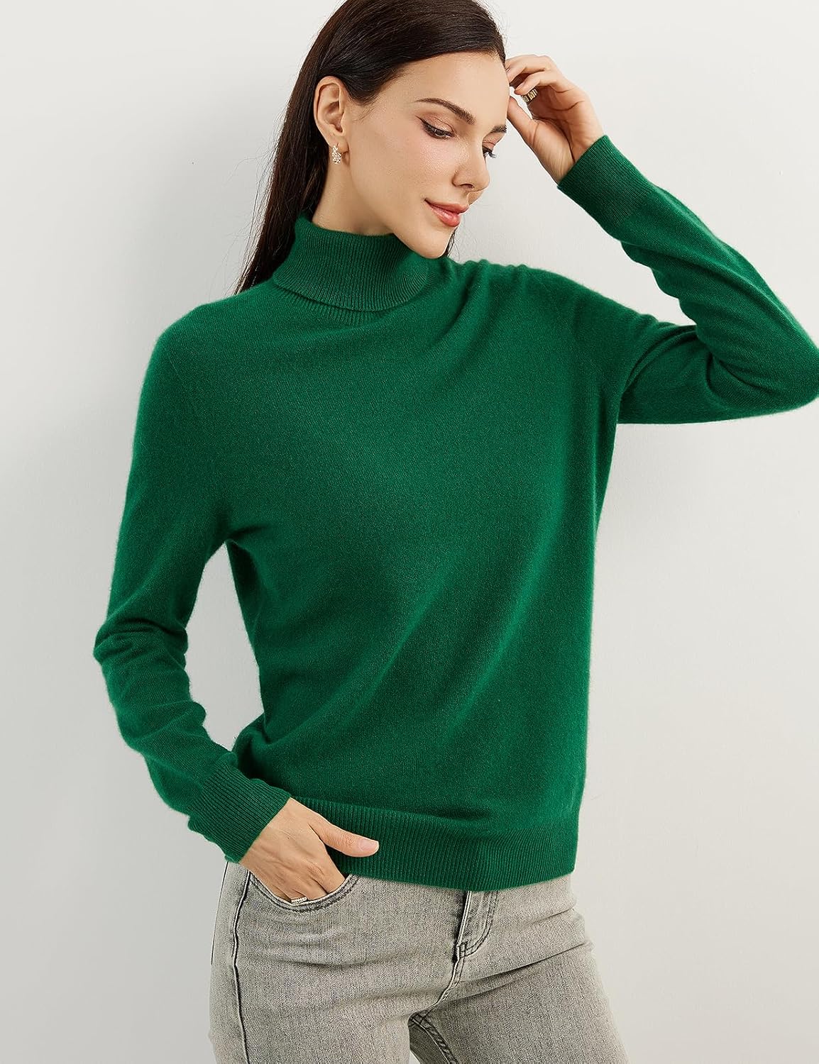 Women's 100% Pure Cashmere Sweater Turtleneck Long Sleeve Warm Soft 2025 Fall Winter Knit Pullover