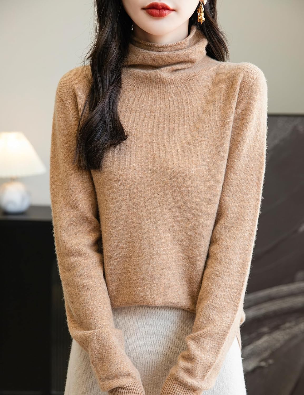 Chanyarn Women's 100% Merino Wool Seamless Sweater Turtleneck First-Line Ready to Wear Long Sleeve Knitted Pullover Tops