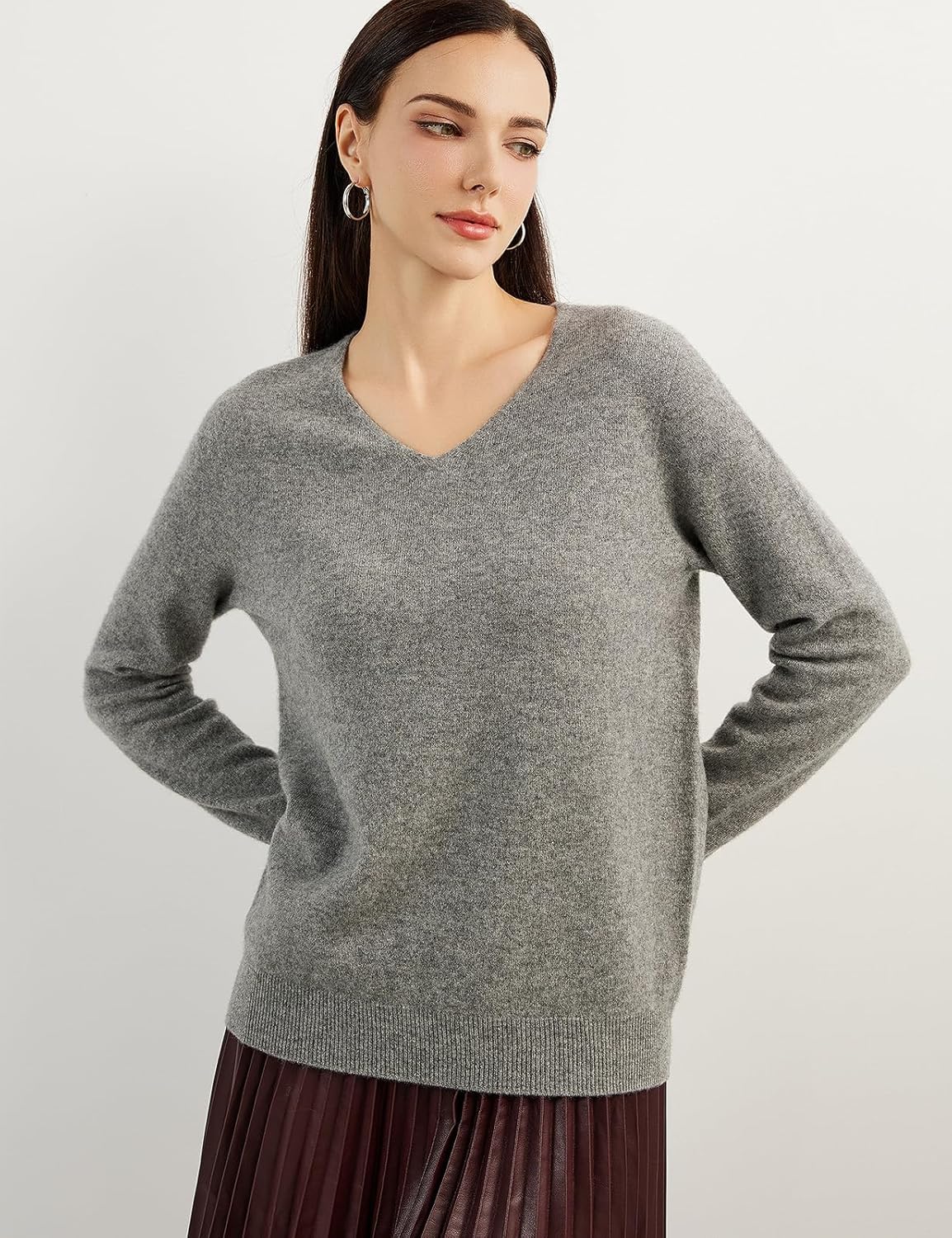 Chanyarn 100% Pure Cashmere Women's Sweater V-Neck Long Sleeve 2025 Fall Winter Warm Soft Knit Pullover