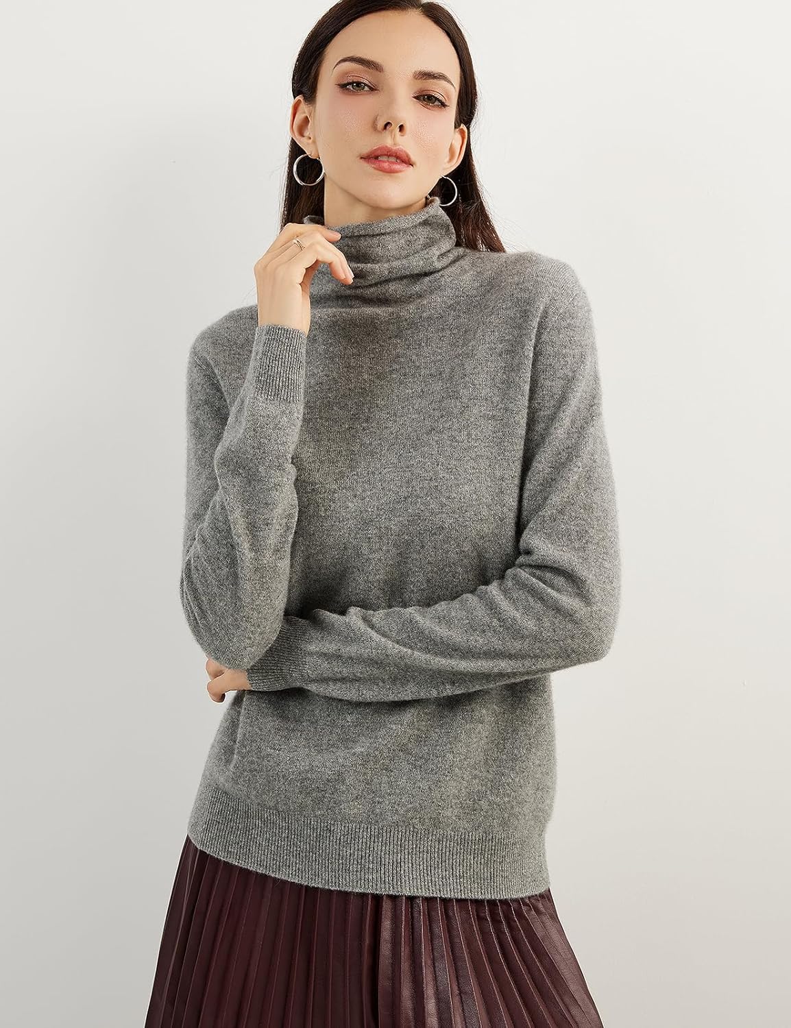 100% Pure Cashmere Women's Sweater Turtleneck Long Sleeve Warm Soft 2025 Fall Winter Knit Pullover