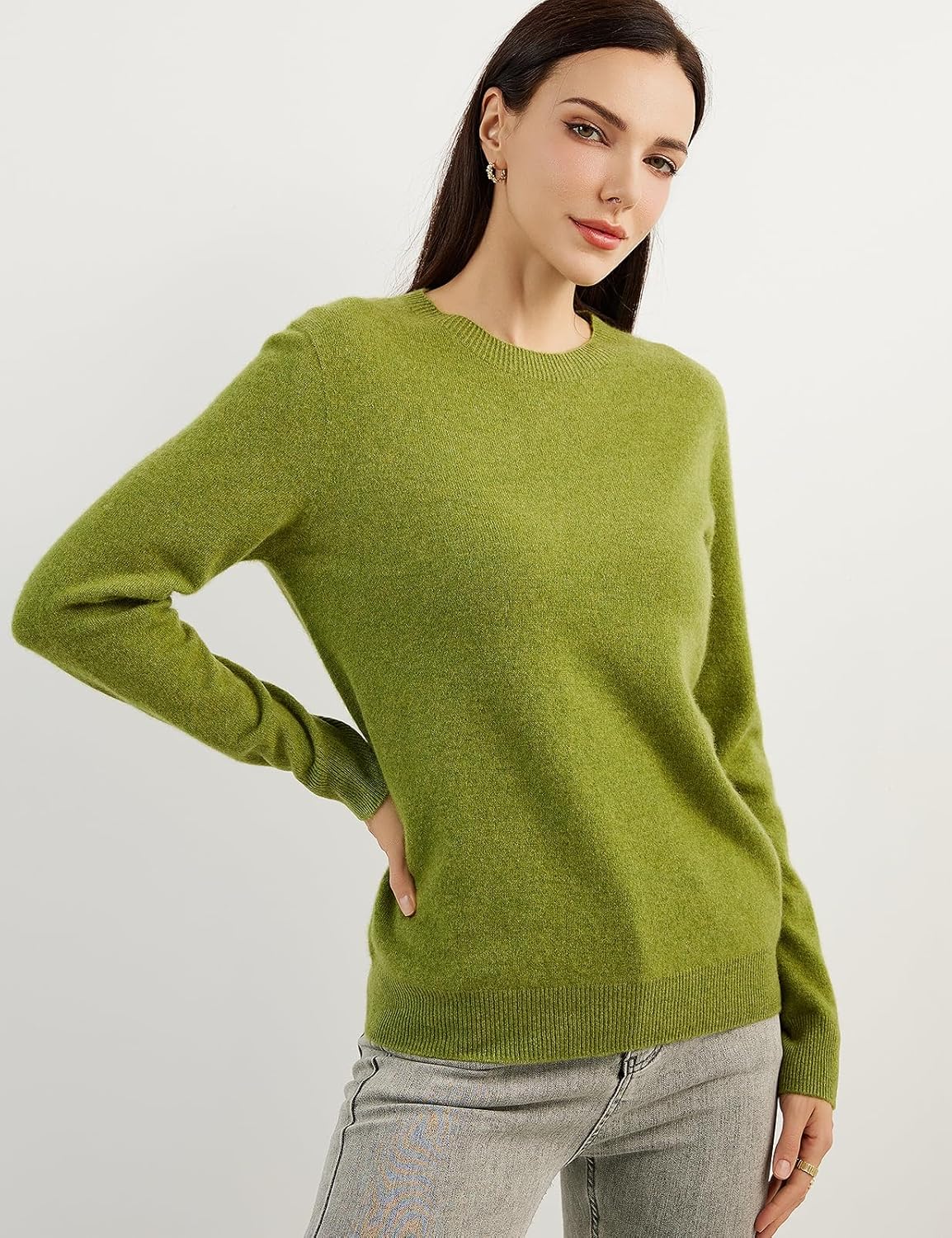 Women's 100% Pure Cashmere Sweater 2025 Fall Winter Crew Neck Long Sleeve Warm Soft Knitted Pullover