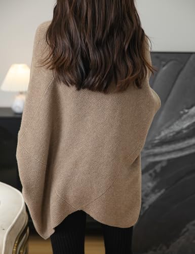 Chanyarn Women's Turtleneck 100% Merino Wool Oversized Sweater 2025 Fall Winter Batwing Long Sleeve Knitted Sweater