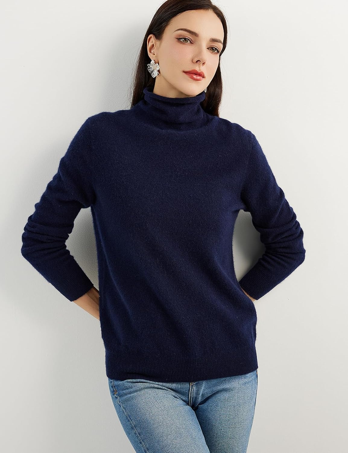 100% Pure Cashmere Women's Sweater Turtleneck Long Sleeve Warm Soft 2025 Fall Winter Knit Pullover