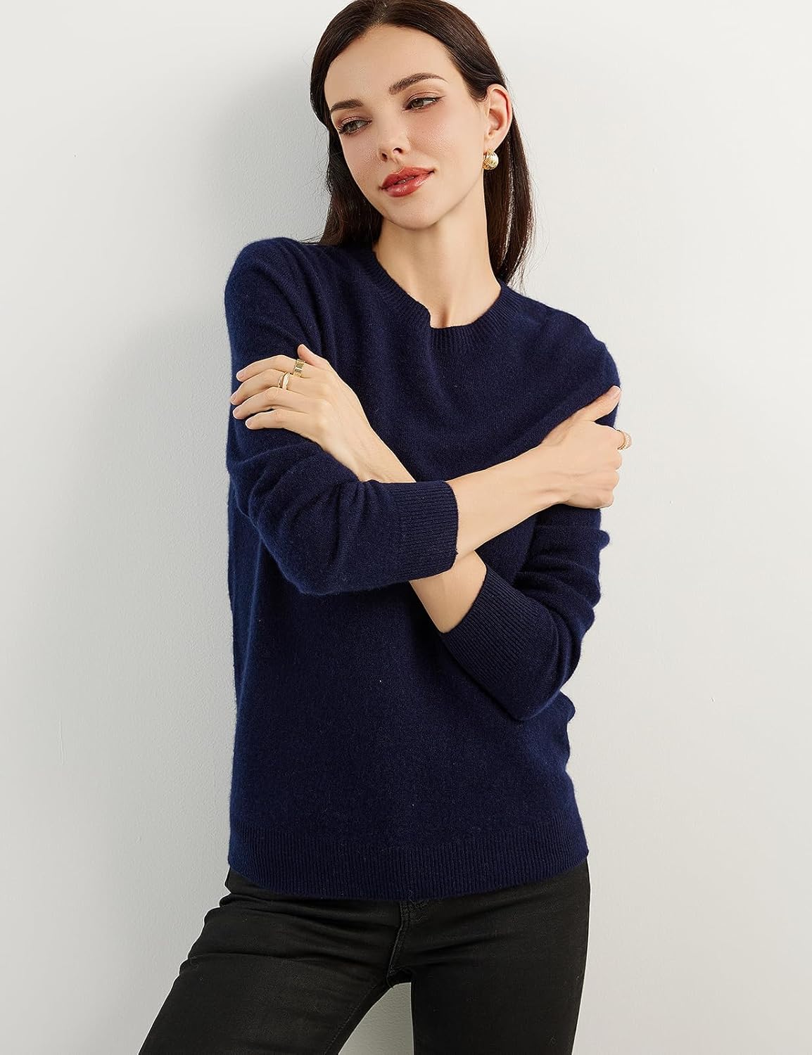 Women's 100% Pure Cashmere Sweater 2025 Fall Winter Crew Neck Long Sleeve Warm Soft Knitted Pullover