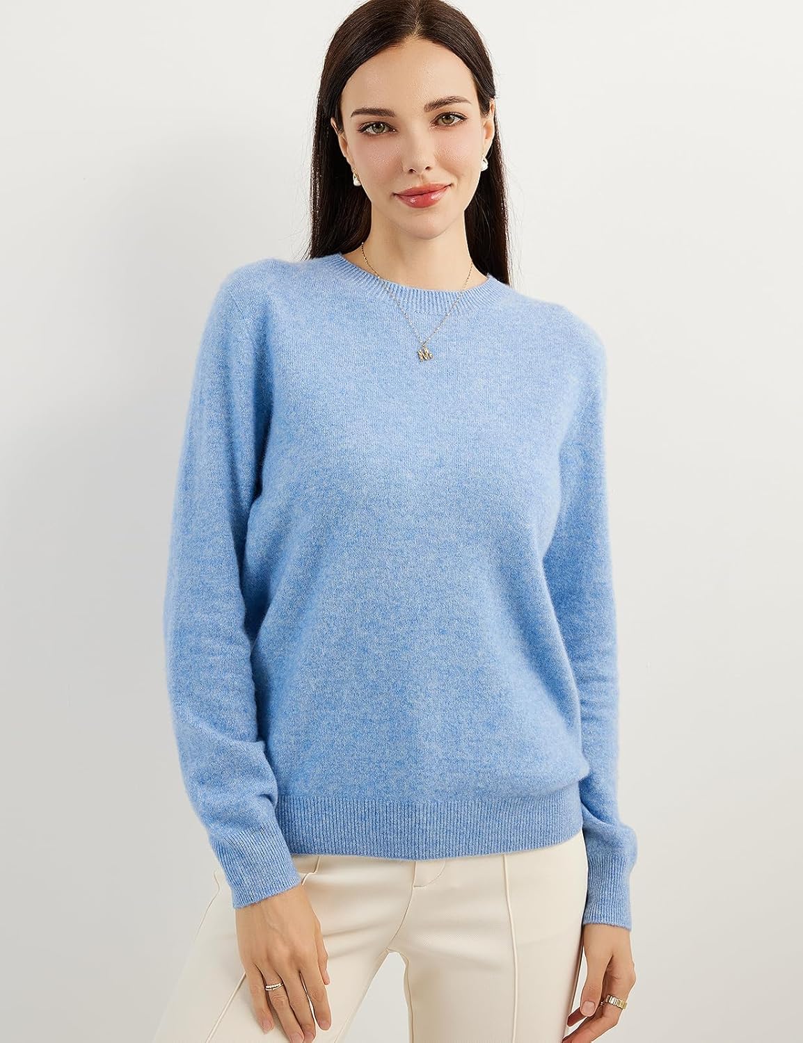 Women's 100% Pure Cashmere Sweater 2025 Fall Winter Crew Neck Long Sleeve Warm Soft Knitted Pullover